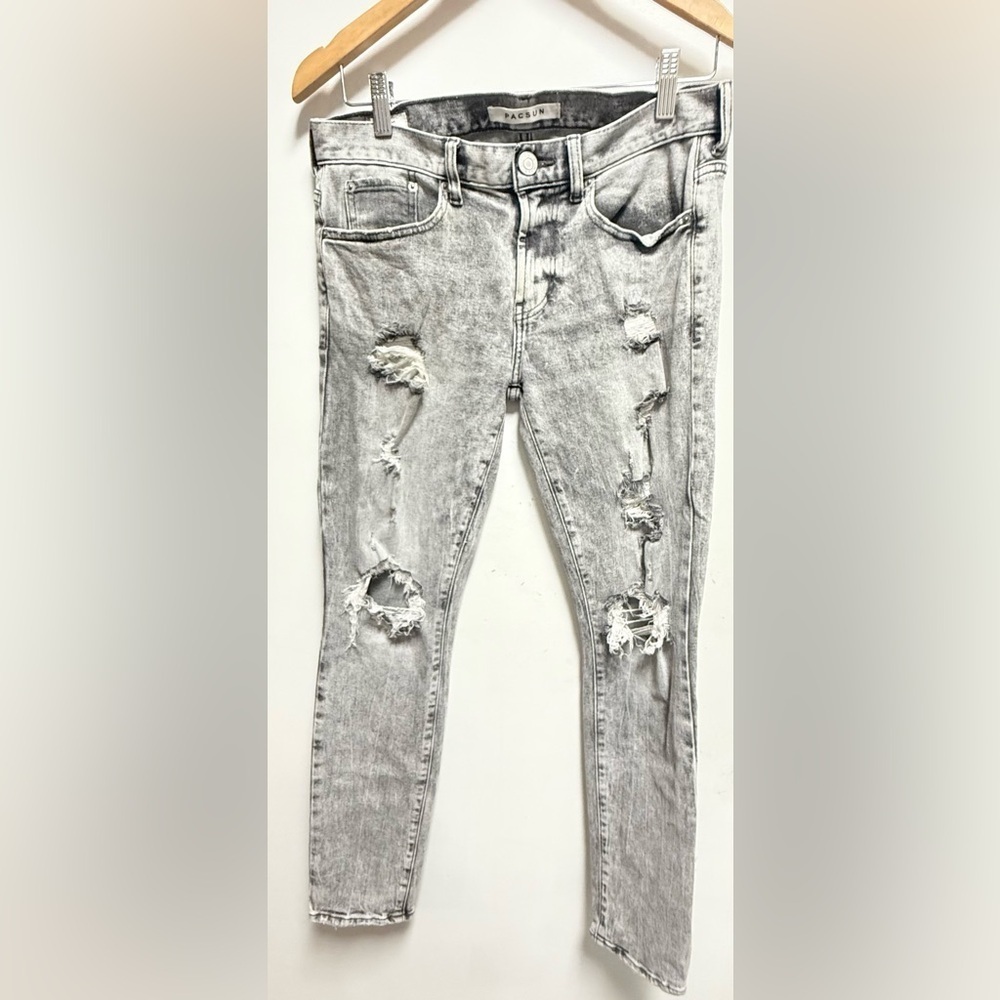 PacSun Light Black /Gray Distressed Skinny Jeans